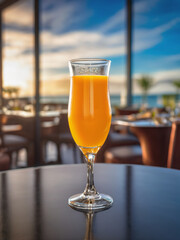 A Fancy Glass of Orange Juice in a Luxury Restaurant 