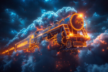 Mystical Fire Train in Cosmic Clouds