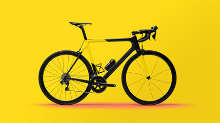 A red bike in striking yellow background
