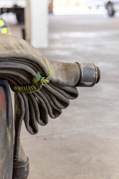 Close Up Of A Fire Brigade Water Hose Nozzle