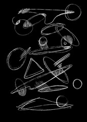 Hand-drawn geometric original pencil pattern illustration