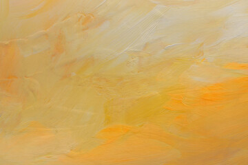 Art oil and acrylic smear blot canvas painting wall. Abstract texture pastel beige, yellow, orange...