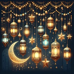 Obraz premium Eid Mubarak greeting card 