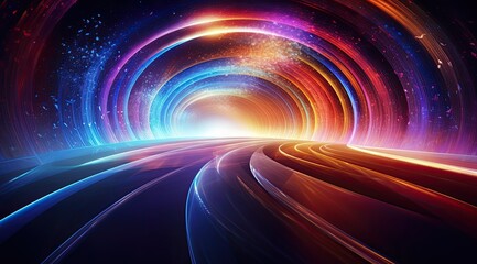 Fototapeta na wymiar Galactic Voyage in Vibrant Warp Tunnel