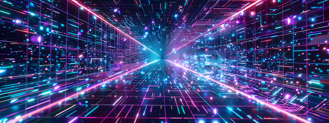 Obraz premium Retrogrid: The 80s Digital Dreamscape