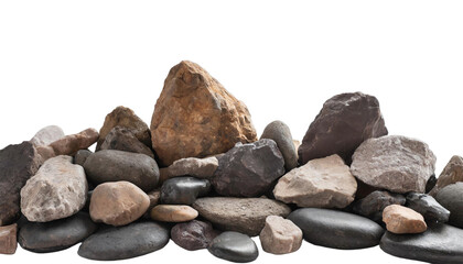 rock stones composition layout cut out on transparent background