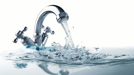 Illustration of Water Flowing from a Faucet