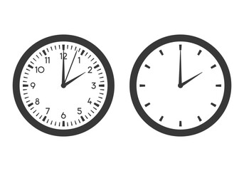 Clock set. Flat vector illustration. White background.