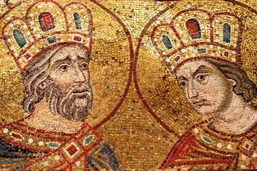 Detailed mosaic artwork in St. Mark's Basilica in Venice, Italy	