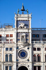 Saint Mark's Clock Tower in Piazza San Marco in Venice, Italy