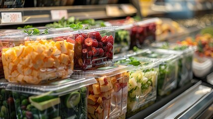 Bioplastic packaging in a grocery store