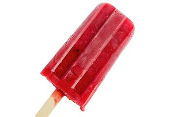 A red popsicle with a wooden stick