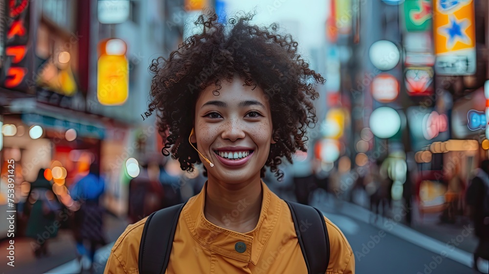 Poster color photo of an ai powered language translation app for real time communication