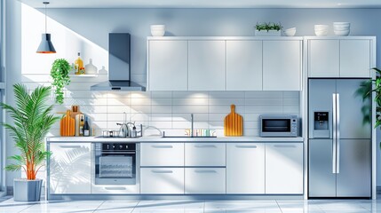 Internet of Things (IoT) enabled smart appliances in a residential kitchen