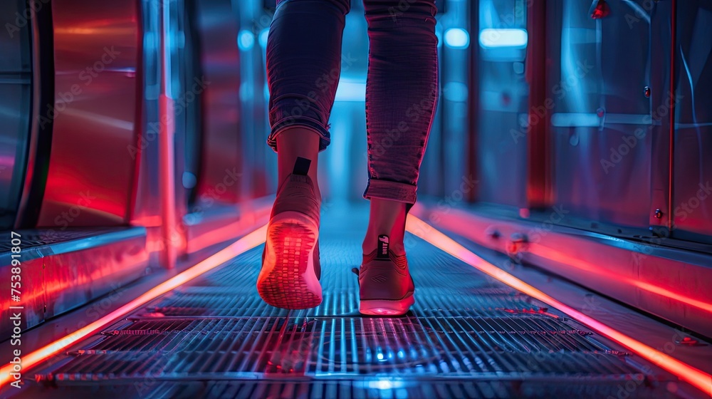 Poster color photo of an advanced biometric gait recognition system for secure identification
