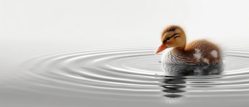  a duck floating on top of a body of water with ripples on it's back and it's head above the water's surface.