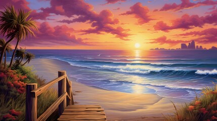 sunset over the sea, generative ai