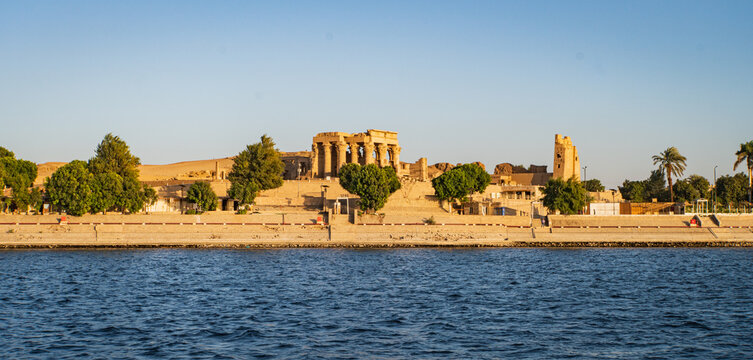 &nbsp;small temple of Kom Ombo along the the Nile River  dedicated to two gods: Horus and Sobek, the crocodile god
