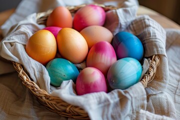 Fototapeta na wymiar Eco-Friendly Easter: Embracing Tradition and Nature through Egg Dyeing with Organic Colors