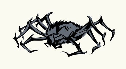 Fototapeta premium Scary big spider. Vector drawing