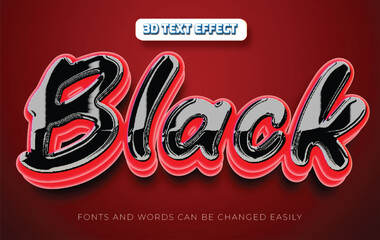 Black matte 3d editable text effect style