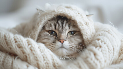 Naklejka premium cute gray cat in a hat