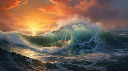colored ocean wave, generative ai