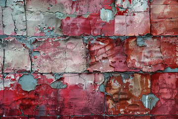 A texture of a brick wall with different shades of red and some cracks