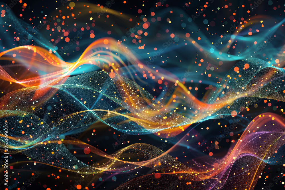 Poster a pattern of stars with points, glows