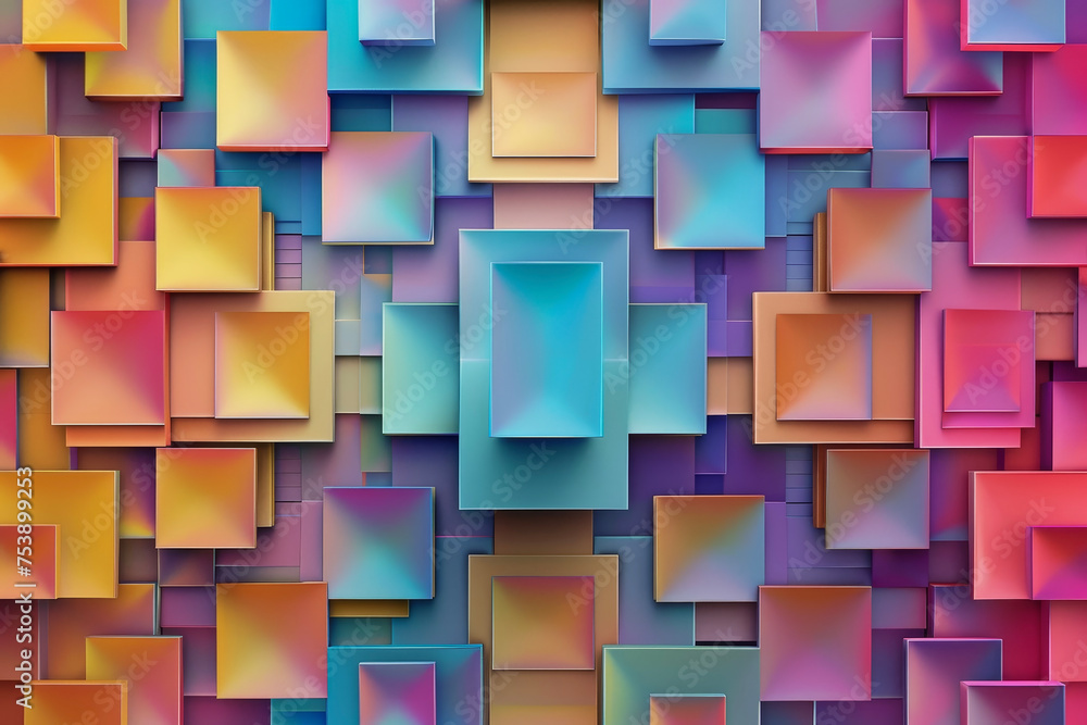 Poster a pattern of squares with corners, borders, and gradients