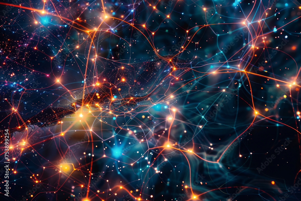 Poster a pattern of stars with points, glows