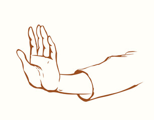 Hand showing no. Vector drawing