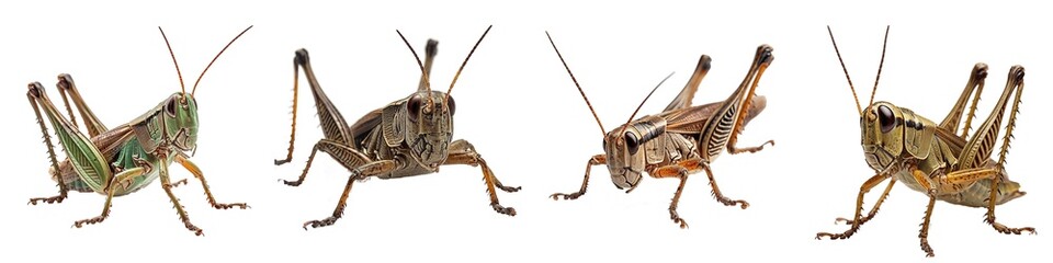 Set of grasshopper isolated on transparent background