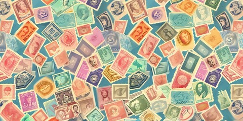 Obraz premium A colorful image of many different stamps from various countries