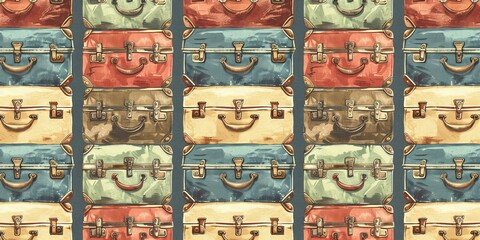 A row of suitcases with different colors and sizes
