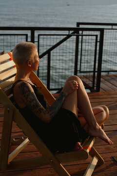 Woman enjoys golden hour