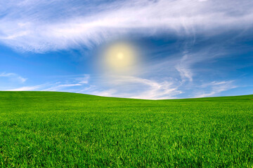 Golden Harvest: 4K Ultra HD Image of Sunset over Idyllic Farmland Landscape with Wheat Field