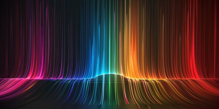 A colorful, rainbow-like image with a dark background
