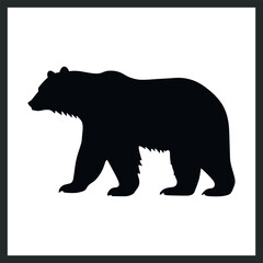 black silhouette of a Bear clipart on a white background, silhouette of a bear