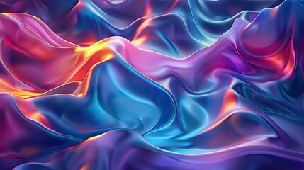 Vibrant Abstract Waves in Metallic Colors Creating a Dynamic Background. Concept of Modern Art and Creativity with Colorful Metallic Tones.