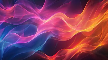 Obraz premium Vibrant Multiracial Fluid Waves Background. Creative Design with Intersecting Wavy Lines in Warm and Cool Hues. Ethnic-Inclusive Abstract Digital Art Concept.