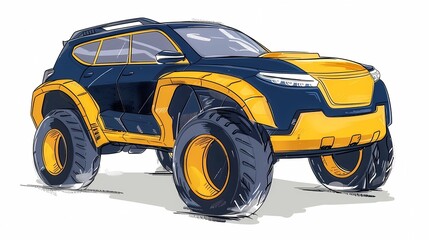 off-road car, country music background, road trip,