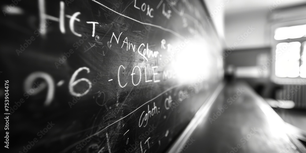 Poster a chalkboard with numbers and letters on it