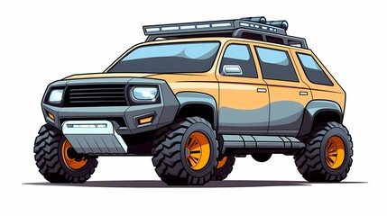 off-road car, country music background, road trip,