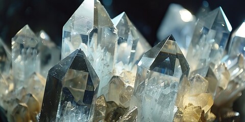 A cluster of crystal shaped like a pyramid