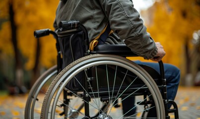 Fototapeta premium A wheelchair user as they navigate through daily life with confidence and determination