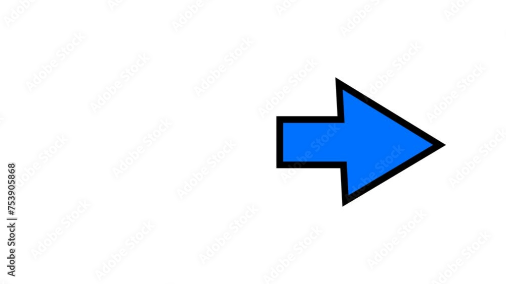 Aufkleber motion graphics right arrow animation with transparent background.