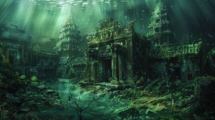 Ancient Marvels Beneath the Sea: Submerged Civilization Ruins - obrazy, fototapety, plakaty