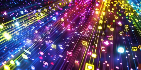 A colorful image of many different icons and symbols