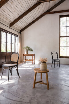 Barn style rustic studio with random furniture